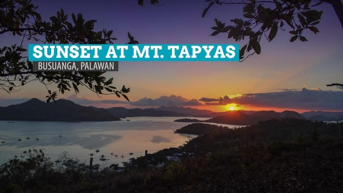塔帕斯山:在菲律宾巴拉望岛的科伦追逐日落