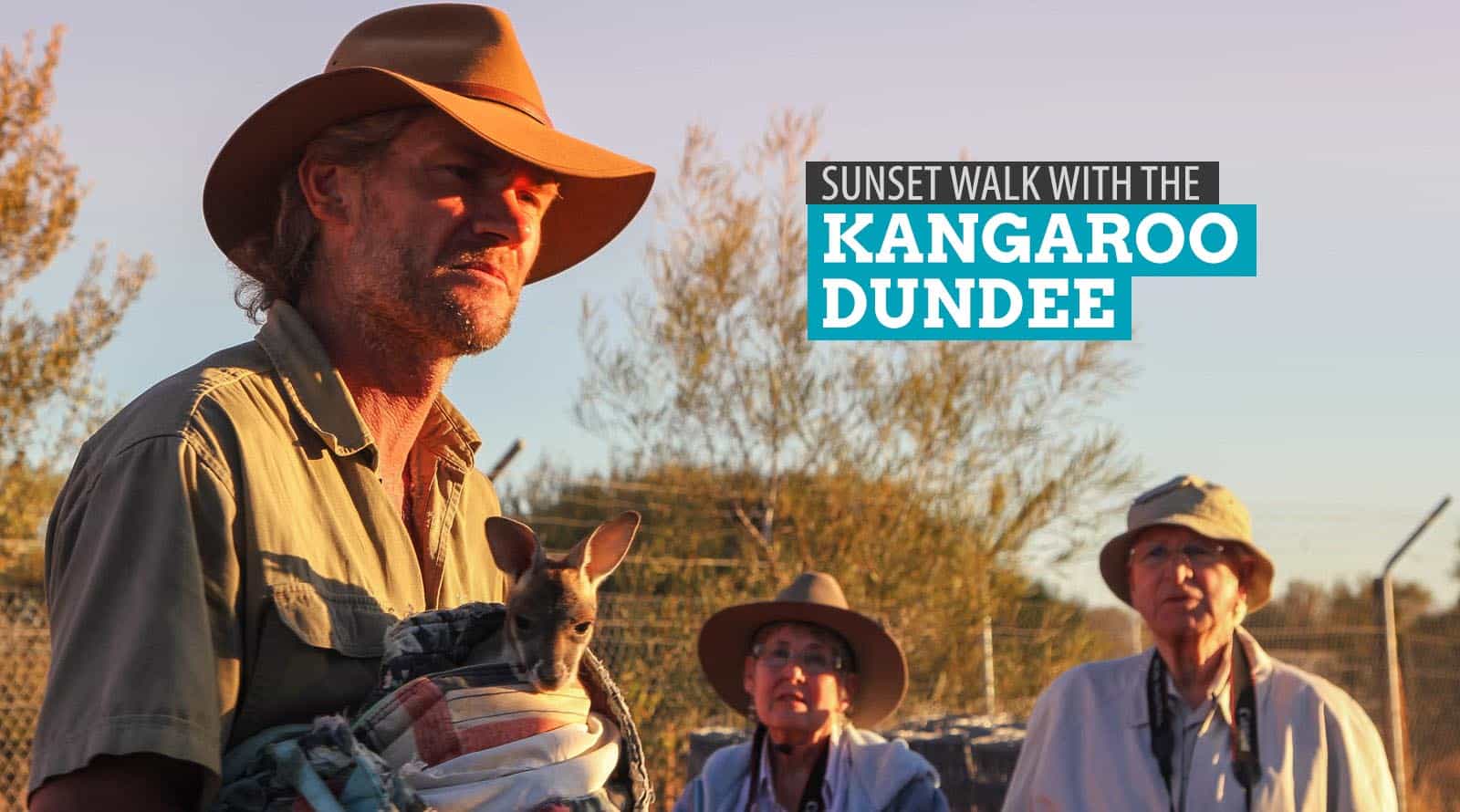 与袋鼠邓迪（Kangaroo Dundee）的日落步行：澳大利亚爱丽丝·泉（Alice Springs）