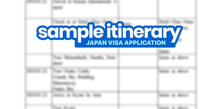 日本签证申请的示例行程（住宿时间表）