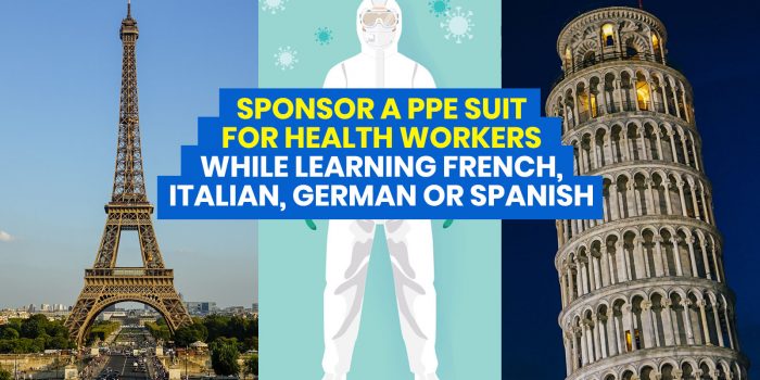 在学习意大利语，法语，西班牙语或德语的同时，赞助了PPE西装！