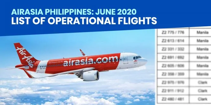 菲律宾亚航：2020年6月的运营航班清单