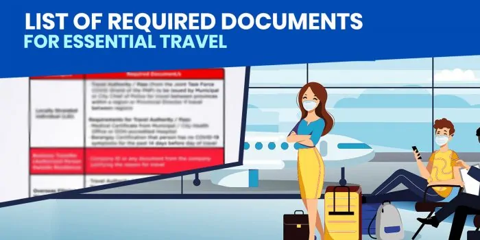 基本旅行要求清单:菲律宾航空公司，宿务太平洋航空公司，亚洲航空公司