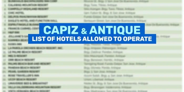 古董和CAPIZ:允许经营的酒店和度假村名单