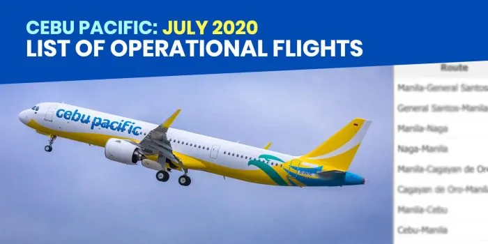 CEBU Pacific：2020年7月的业务航班清单