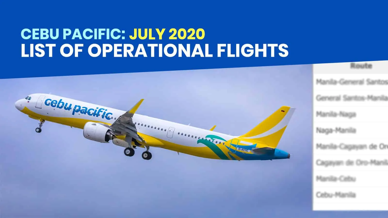 宿雾太平洋：2020年7月的运营航班清单