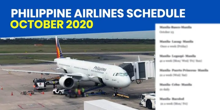 菲律宾航空公司：2020年10月的业务航班时间表