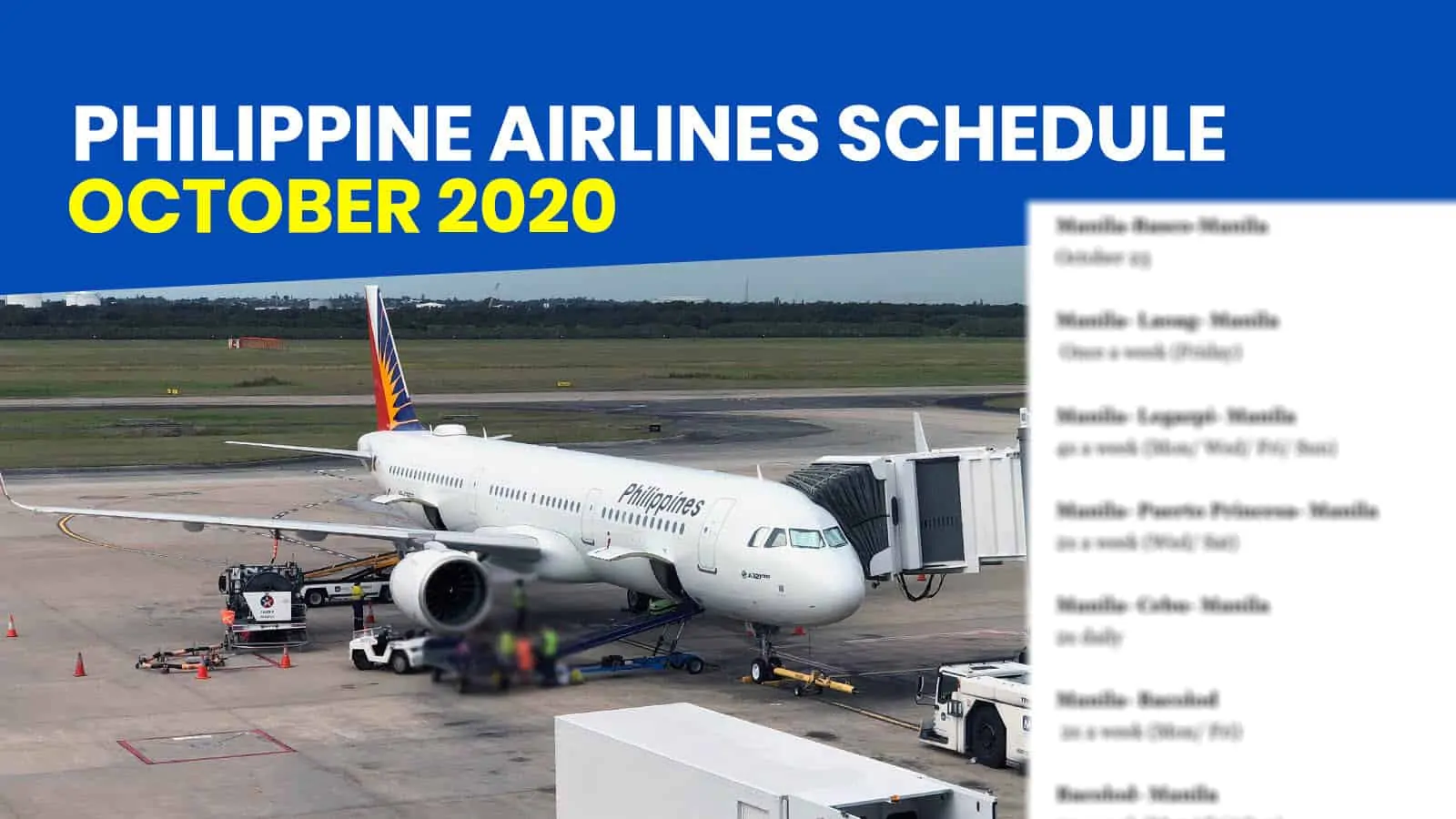 菲律宾航空公司:2020年10月运营航班时间表
