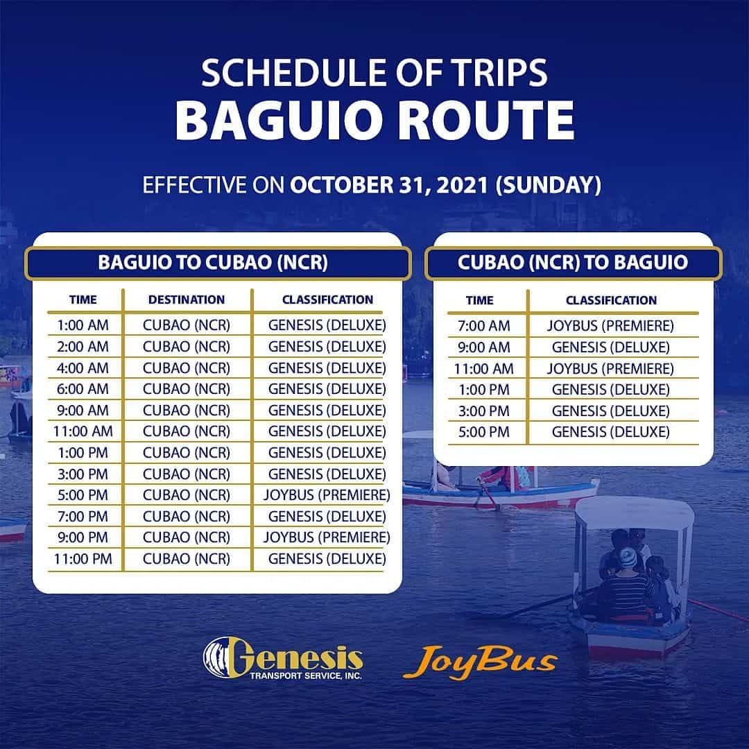 创世纪Baguio-Cubao时间表
