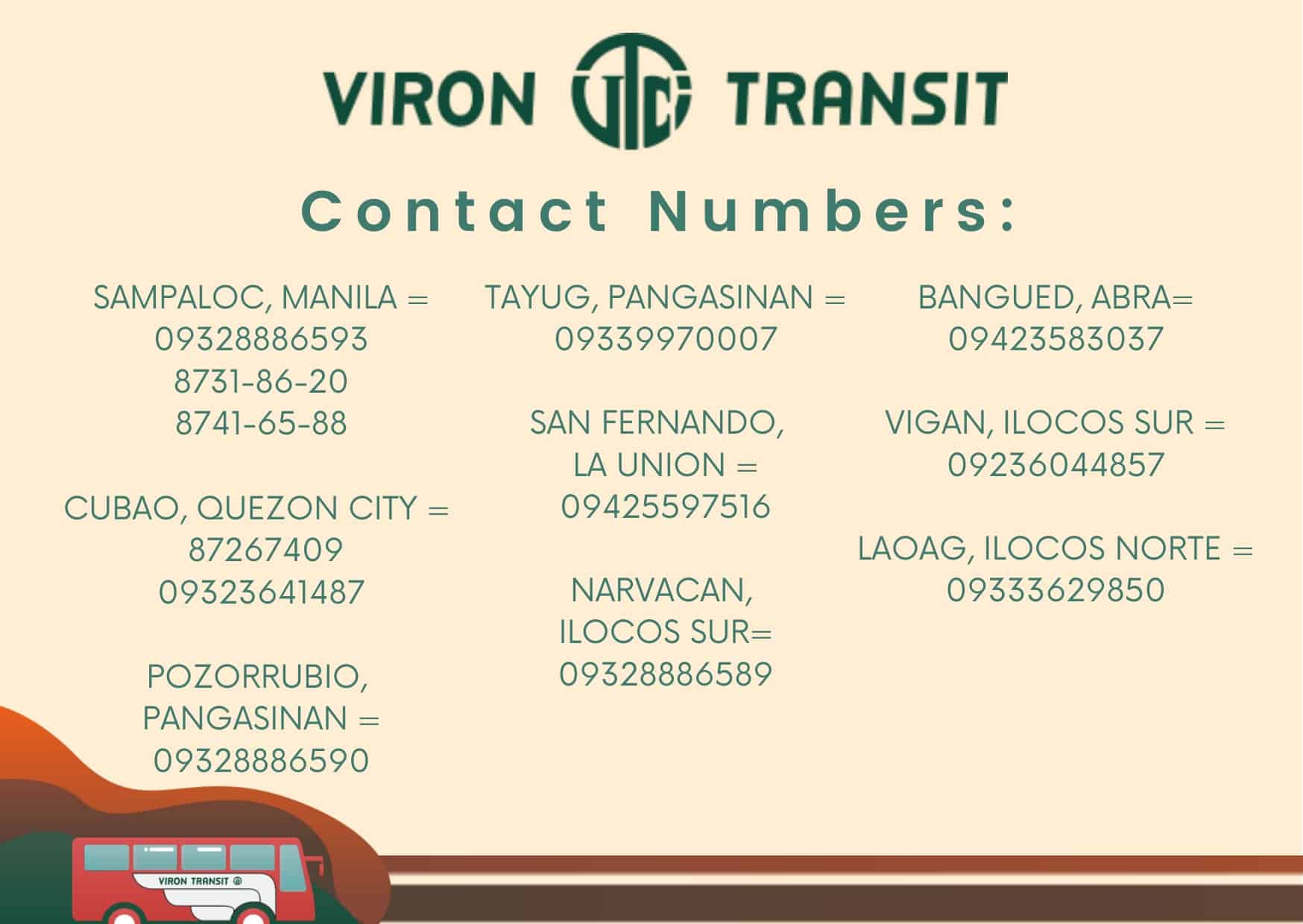 Viron Transit接触号码